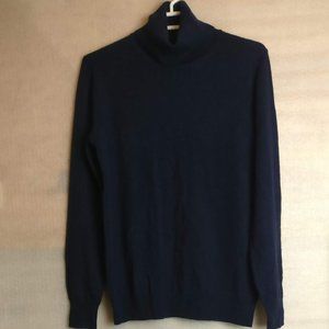 BLUE TURTLENECK PURE CASHMERE LONGSLEEVE SWEATER L with measurements